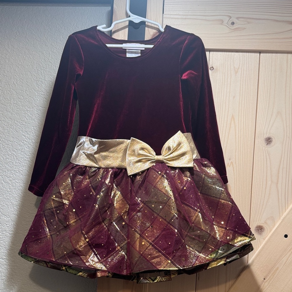 Bonnie Jean Burgundy and Gold Kids Dress